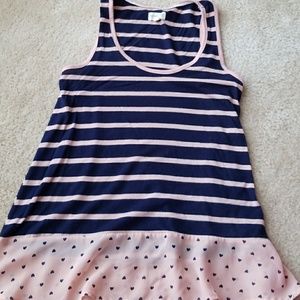 Pink and blue striped scoop-neck top